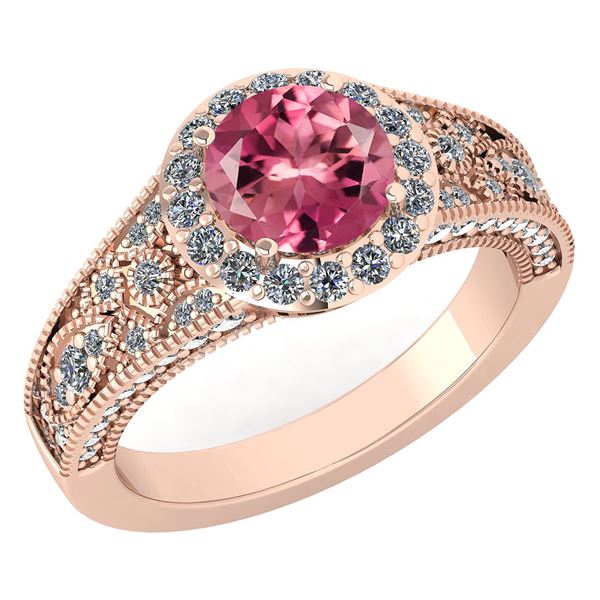 Certified 1.89 Ctw Pink Tourmaline And Diamond Wedding/