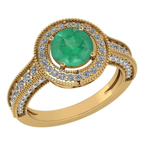 Certified 1.71 Ctw Emerald And Diamond 14K Yellow Gold