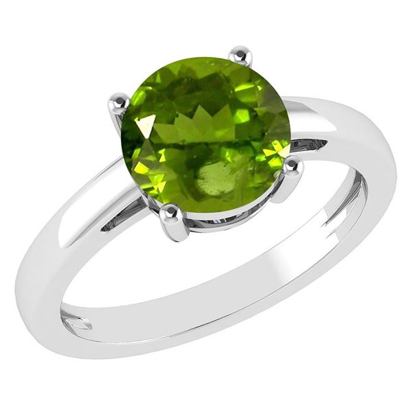 Certified 1.00Ctw Genuine Peridot 14k White Gold Halo R