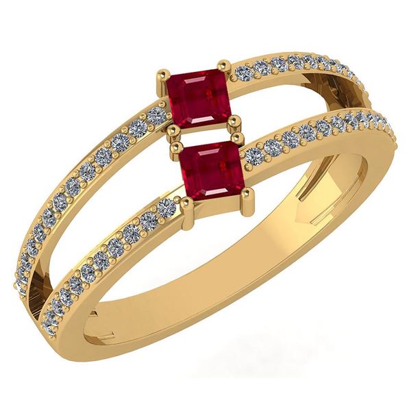 Certified 0.60 Ctw Ruby And Diamond 14k Yellow Gold Rin