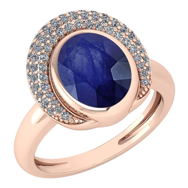 Certified 2.82 Ctw Blue Sapphire And Diamond VS/SI1 Hal