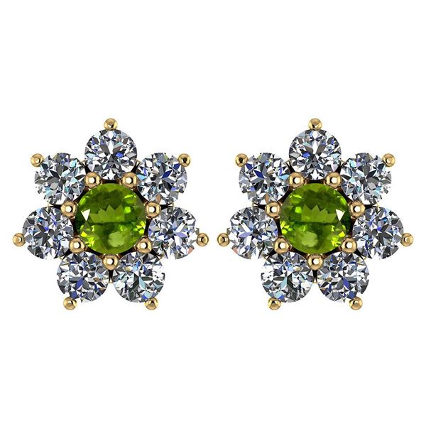Certified 1.86 Ctw Peridot And Diamond 18K Yellow Gold