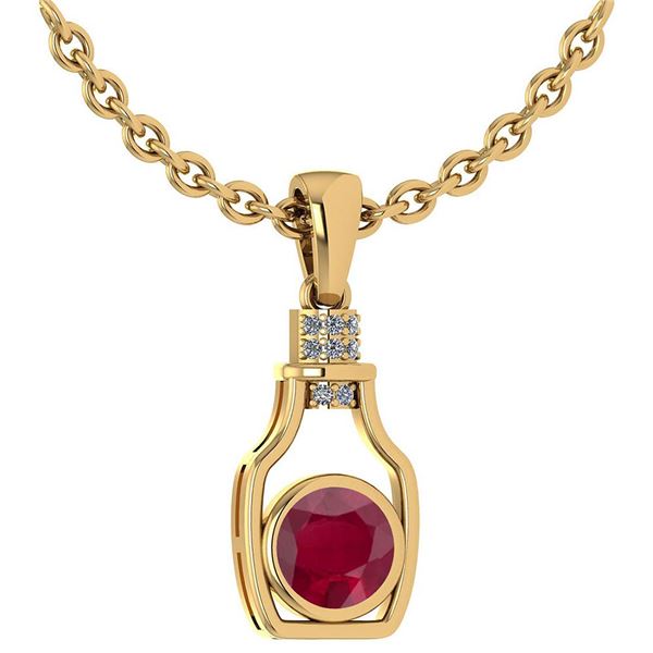 Certified 1.36 Ctw Ruby And Diamond bottle Necklace For