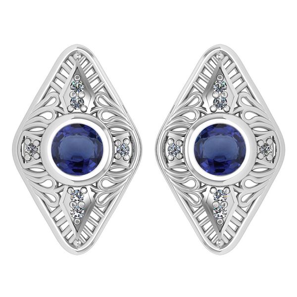 Certified 1.46 Ctw Blue Sapphire And Diamond 18k White