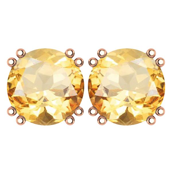 Certified 6.00 Ctw Genuine Citrine 14K Rose Gold Stud E