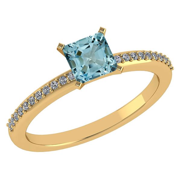 Certified 0.86 Ctw Aquamarine And Diamond 18k Yellow Ha
