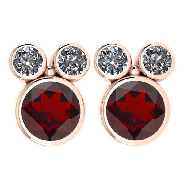 Certified 3.14 Ctw Garnet And Diamond VS/SI1 Earrings 1