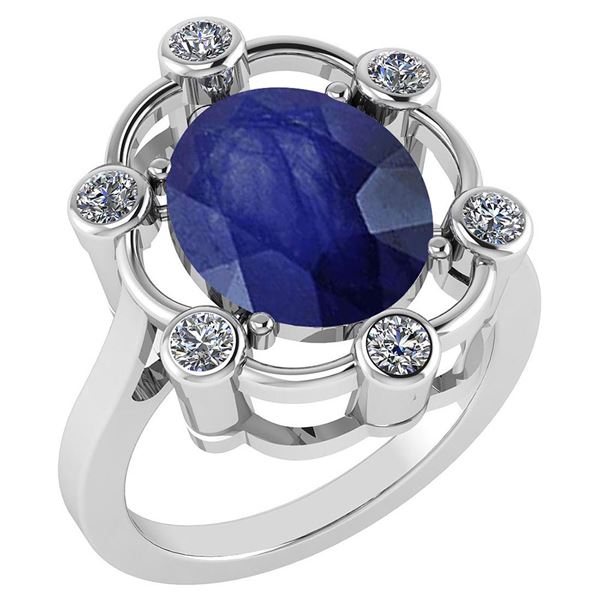 Certified 5.83 Ctw Blue Sapphire And Diamond VS/SI1 Hal