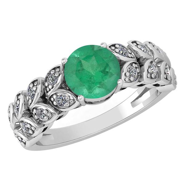 Certified 1.47 Ctw Emerlad And Diamond Wedding/Engageme