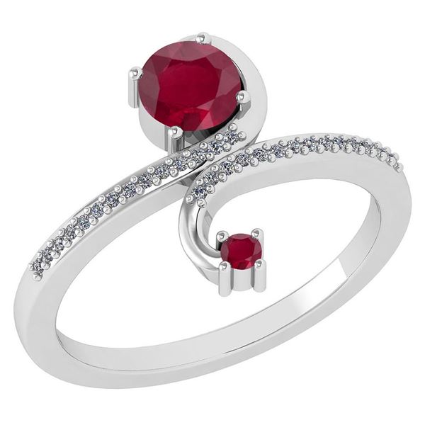Certified 0.85 Ctw Ruby And Diamond 14k White Gold Halo