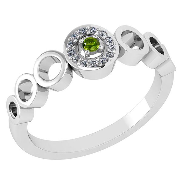 Certified 0.09 Ctw Peridot And Diamond 14k White Gold H