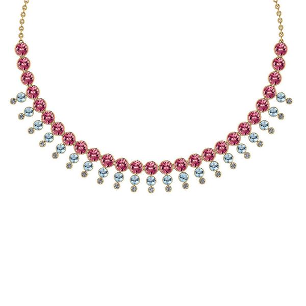 Certified 45.30 Ctw Pink Tourmaline & Aquamarine And Di