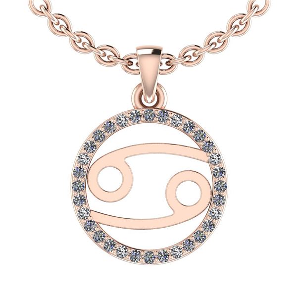 Certified 0.16 Ctw SI2/I1 Diamond 14K Rose Gold Zodiac