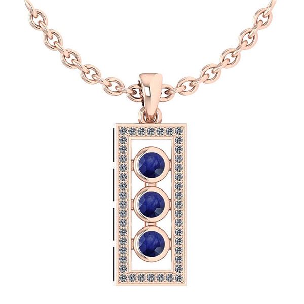 Certified 0.73 Ctw Blue Sapphire And Diamond Wedding/En