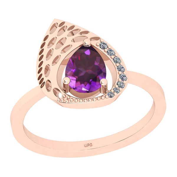 Certified 0.79 Ctw I2/I3 Amethyst And Diamond 10K Rose