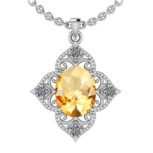 Certified 3.75 Ctw I2/I3 Citrine And Diamond 10K White