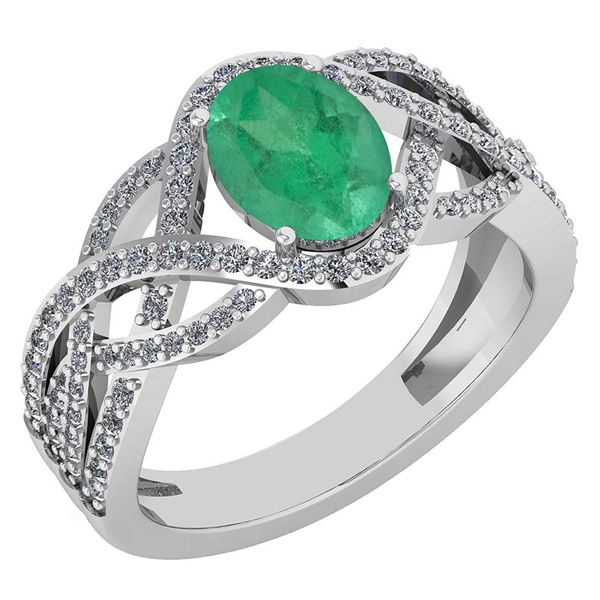 Certified 1.79 Ctw Emerald And Diamond VS/SI1 Ring 14K
