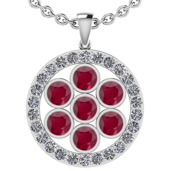 Certified 3.95 Ctw Ruby And Diamond VS/SI1 18k White Go