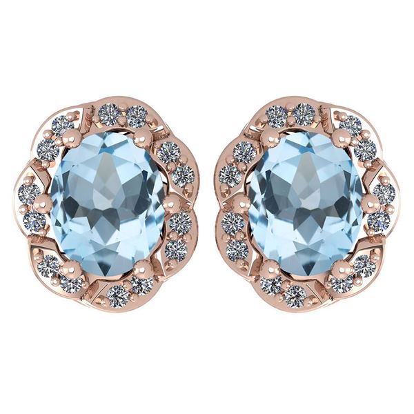 Certified 0.88 Ctw Aquamarine And Diamond 14K Rose Gold