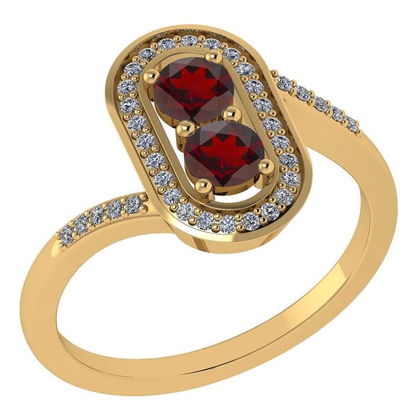 Certified 0.68 Ctw Garnet And Diamond 14k Yellow Gold H