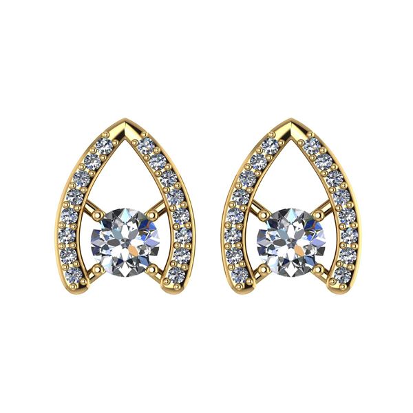 Certified 0.66 Ctw Diamond 14k Rose Gold Stud Earrings