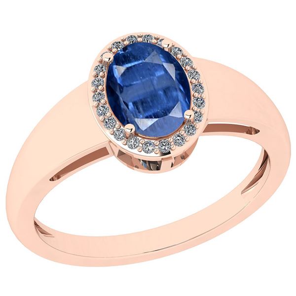 Certified 0.87 Ctw Kyanite And Diamond I1/I2 10K Rose G