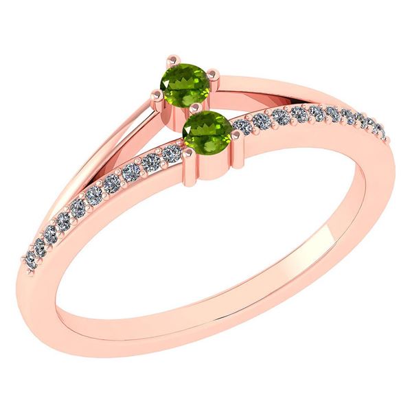 Certified 0.22 Ctw Peridot And Diamond 14k Rose Gold Ha