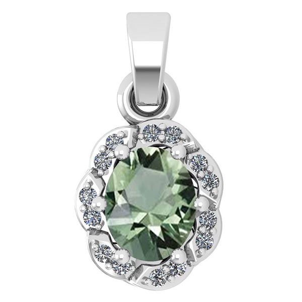 Certified 0.38 Ctw Green Amethyst And Diamond 14k White
