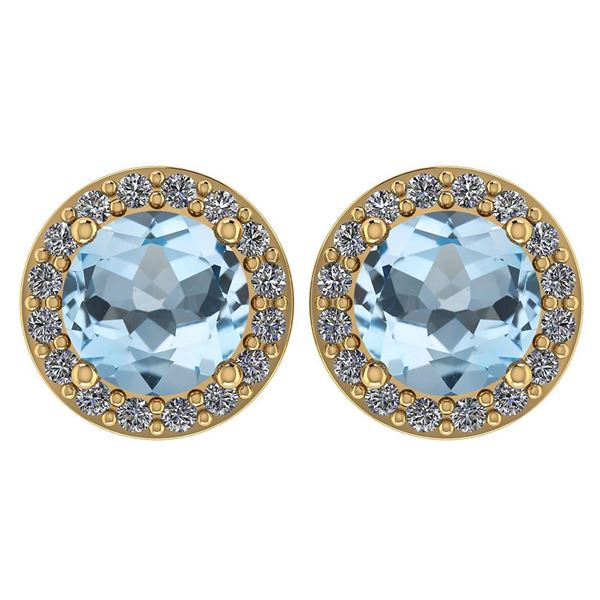 Certified 1.06 Ctw Aquamarine And Diamond 18K Yellow Go