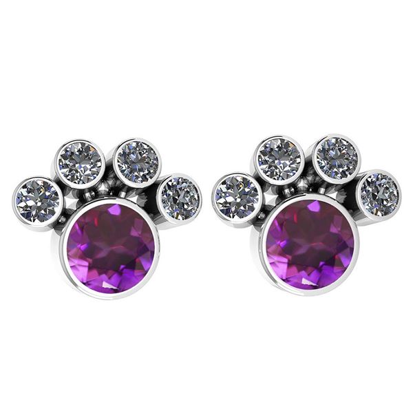 Certified 15.50 Ctw Amethyst And Diamond SI2/I1 Earring