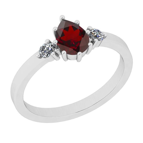 Certified 0.63 Ctw I2/I3 Garnet And Diamond 10K White G