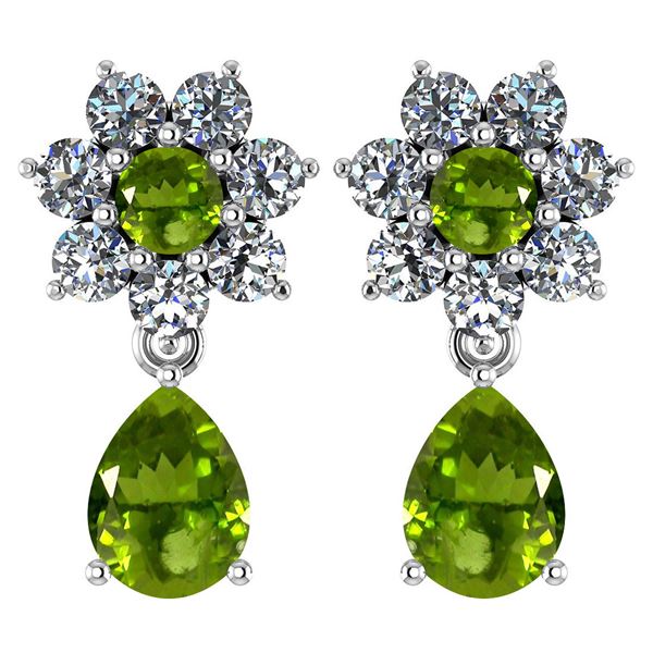 Certified 4.86 Ctw Peridot And Diamond 14k White Gold H
