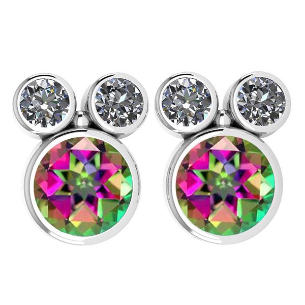 Certified 3.14 Ctw Mystic Topaz And Diamond VS/SI1 Ladi