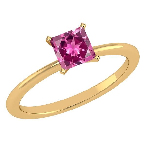 Certified 0.75 Ctw Pink Tourmaline 18k Yellow Gold Ring