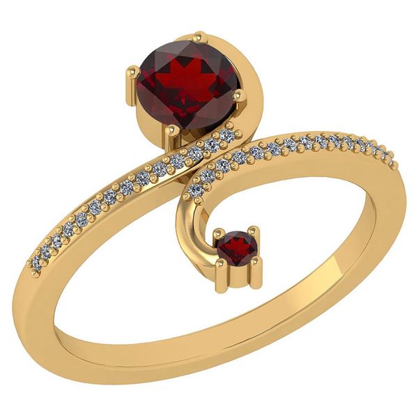 Certified 0.85 Ctw Garnet And Diamond 14k Yellow Gold H