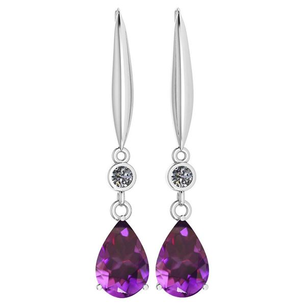 Certified 5.70 Ctw Amethyst And Diamond VS/SI1 Dangling