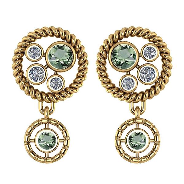 Certified 0.84 Ctw Green Amethyst And Diamond Wedding/E