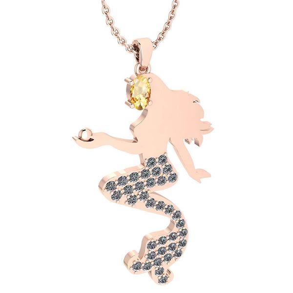 Certified 1.00 Ctw Citrine And Diamond Necklace For wom