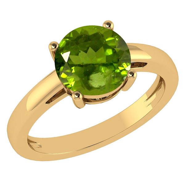 Certified 2.00Ctw Genuine Peridot 14k Yellow Gold Halo