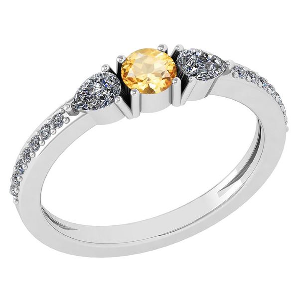 Certified 0.78 Ctw Citrine And Diamond 14k White Gold H