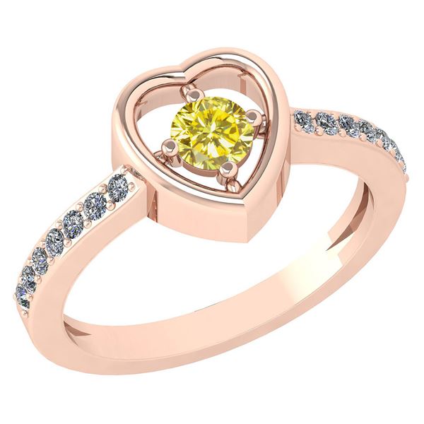 Certified 0.33 Ctw Treated Fancy Yellow Diamond 14K Ros