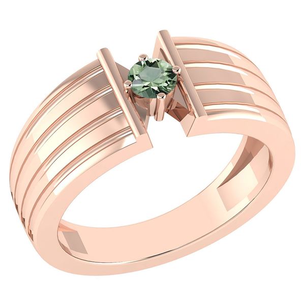 Certified 0.20 Ctw Green Amethyst Solitaire Ring 18K Ro