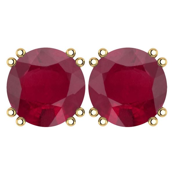 Certified 6.00 Ctw Genuine Ruby 14K Yellow Gold Stud Ea