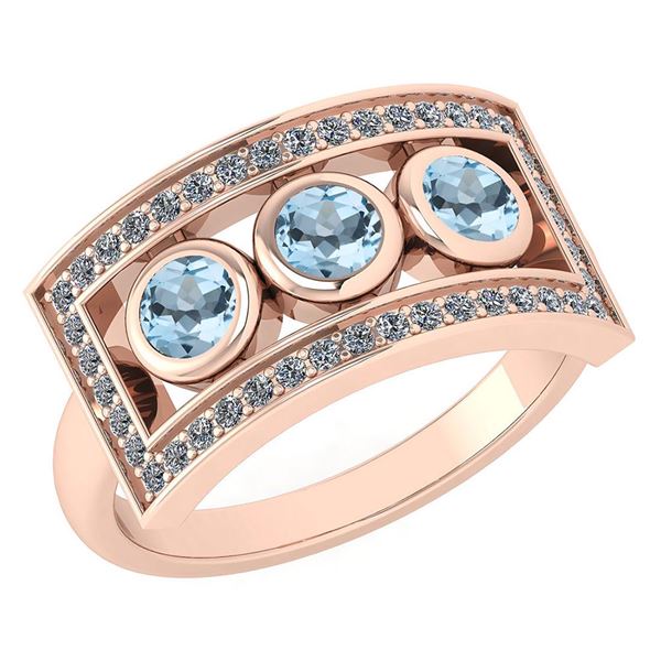 Certified 0.72 Ctw Aquamarine And Diamond Wedding/Engag