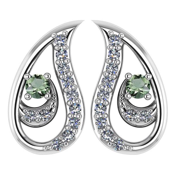 Certified 0.17 Ctw Green Amethyst And Diamond Platinum