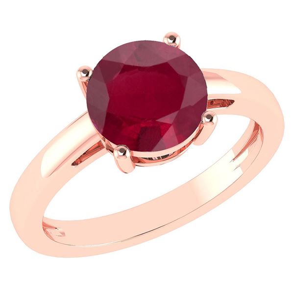 Certified 2.00Ctw Genuine Ruby 14k Rose Gold Halo Ring