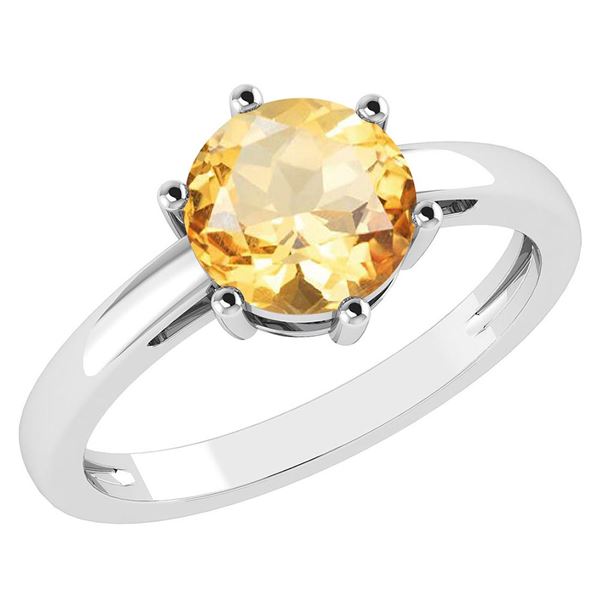 Certified 2.00Ctw Genuine Citrine 14k White Gold Halo R