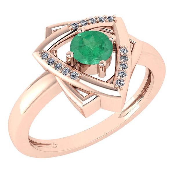 Certified 0.27 Ctw Emerlad And Diamond Wedding/Engageme