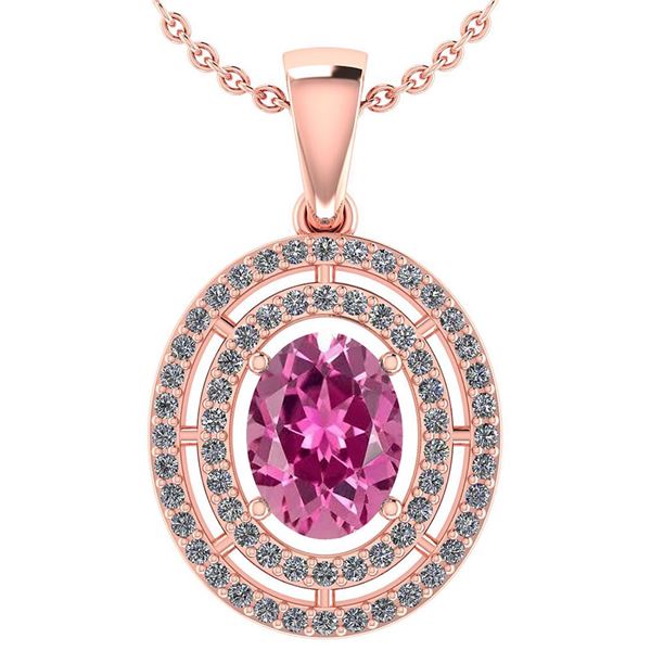 Certified 1.56 CTW Pink TourmalineAnd Diamond 14k Rose