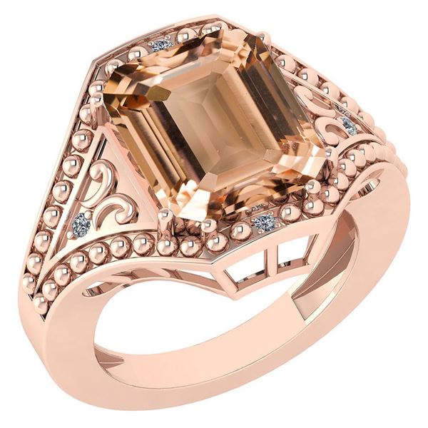 Certified 6.04 Ctw Morganite And Diamond VS/SI1 Ring 14